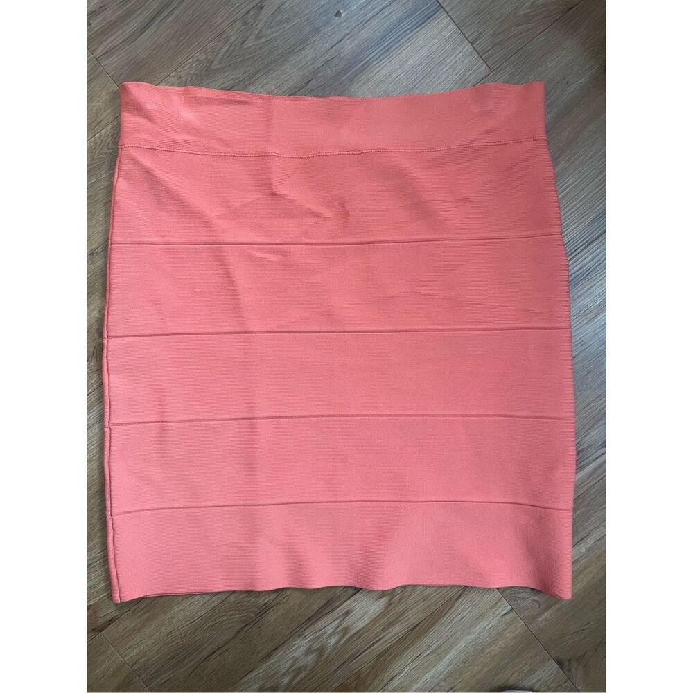 BCBGMaxazria Large Womens Peach Pencil Skirt Stretch Pull on